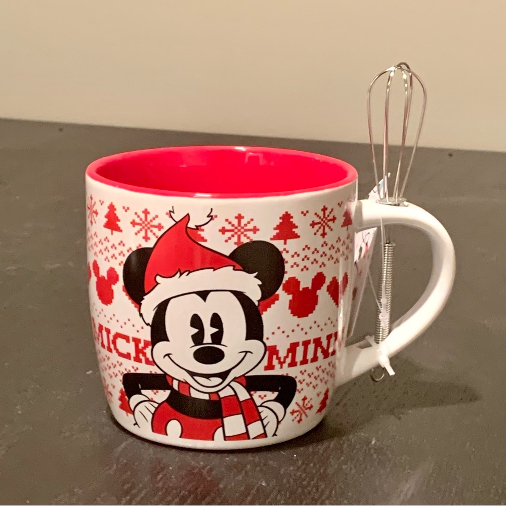 Mickey and Minnie Mouse Christmas Mug and Whisk Set